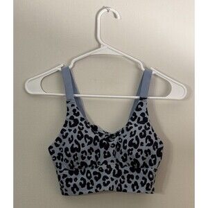 Offline by Aerie Blue Leopard Print Twist Sports Bra Women's S medium support